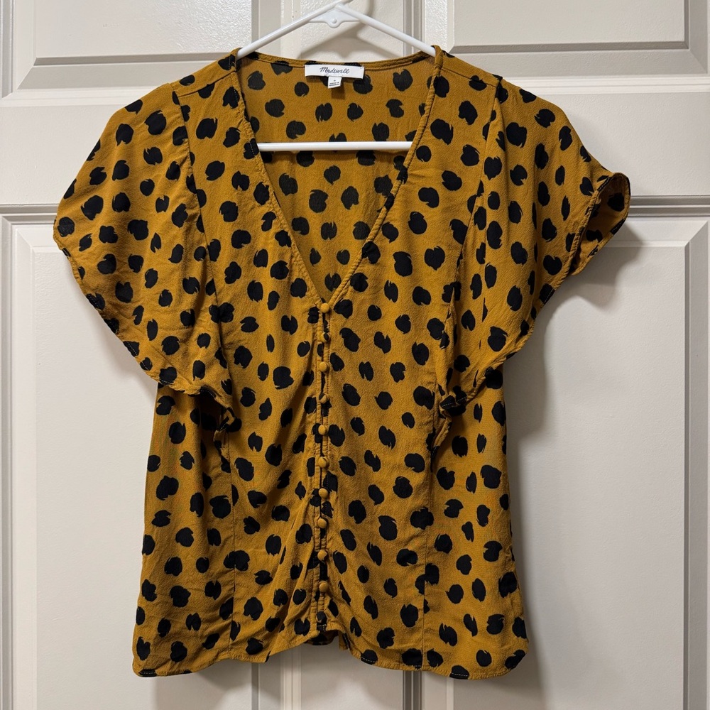 Madewell Carmelina Flutter-Sleeve Top in Cheetah Print